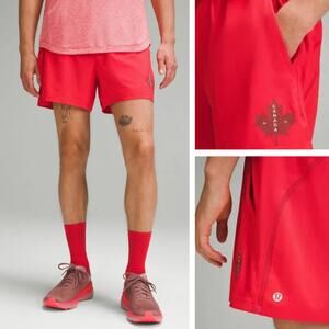 LULULEMON Team Canada Pace Breaker Lined Shorts 5" CoC Logo Men's XS Spicy Red